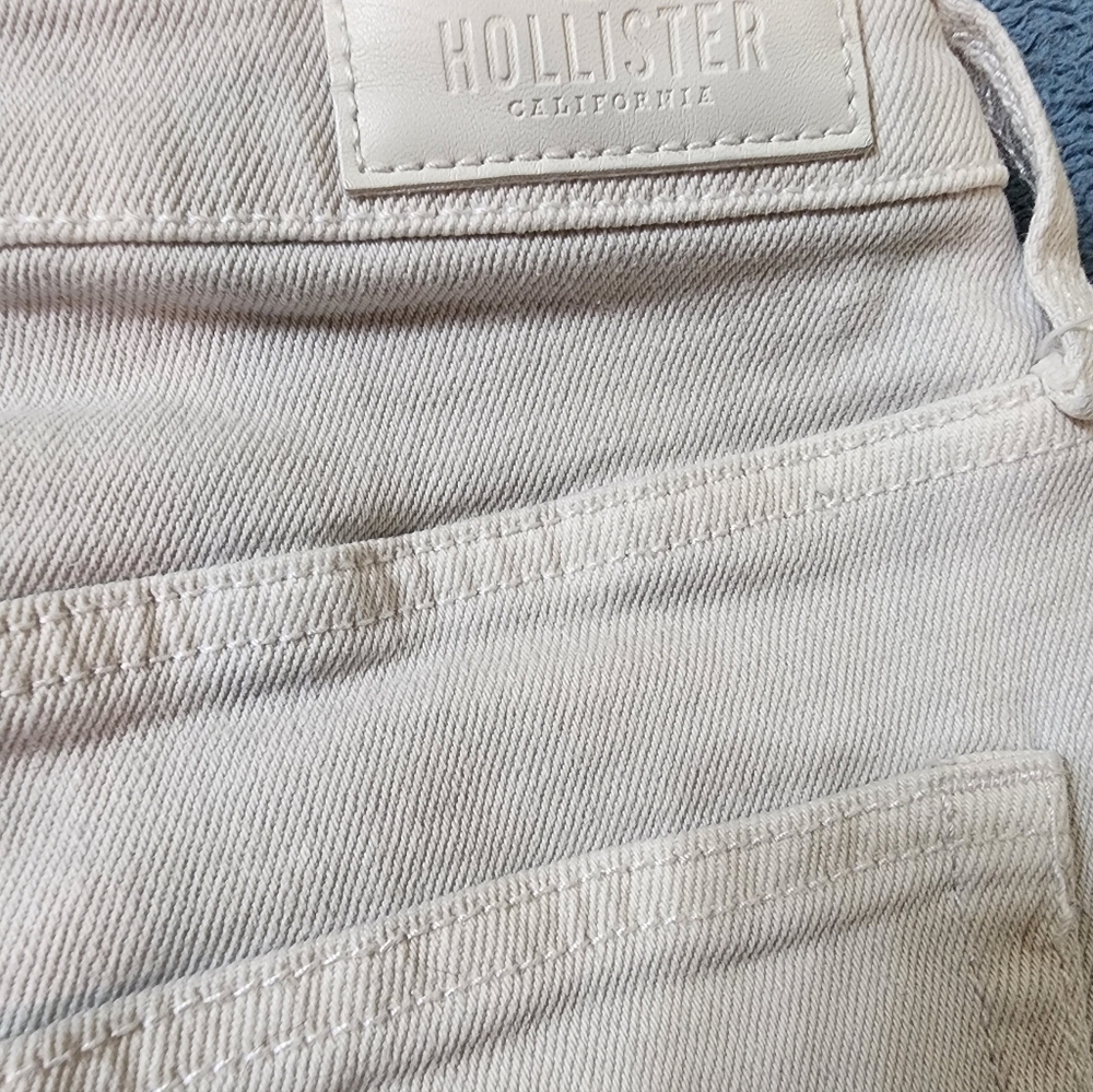 Hollister 27x27 Jeans High Rise Patchwork Vintage Straight Stretch White Beige - Picture 3 of 9